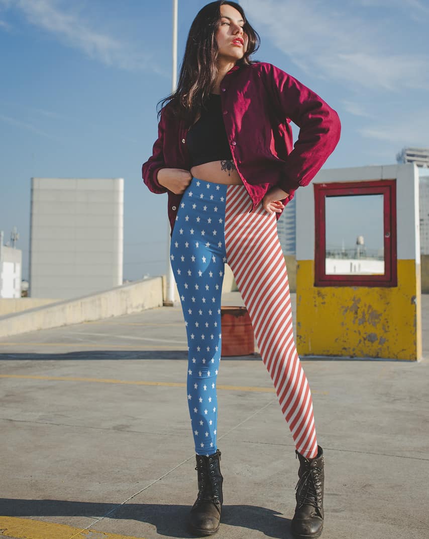 Gyouwnll Women's 4Th of July Tights Leggings USA Flag Stars | Algopix