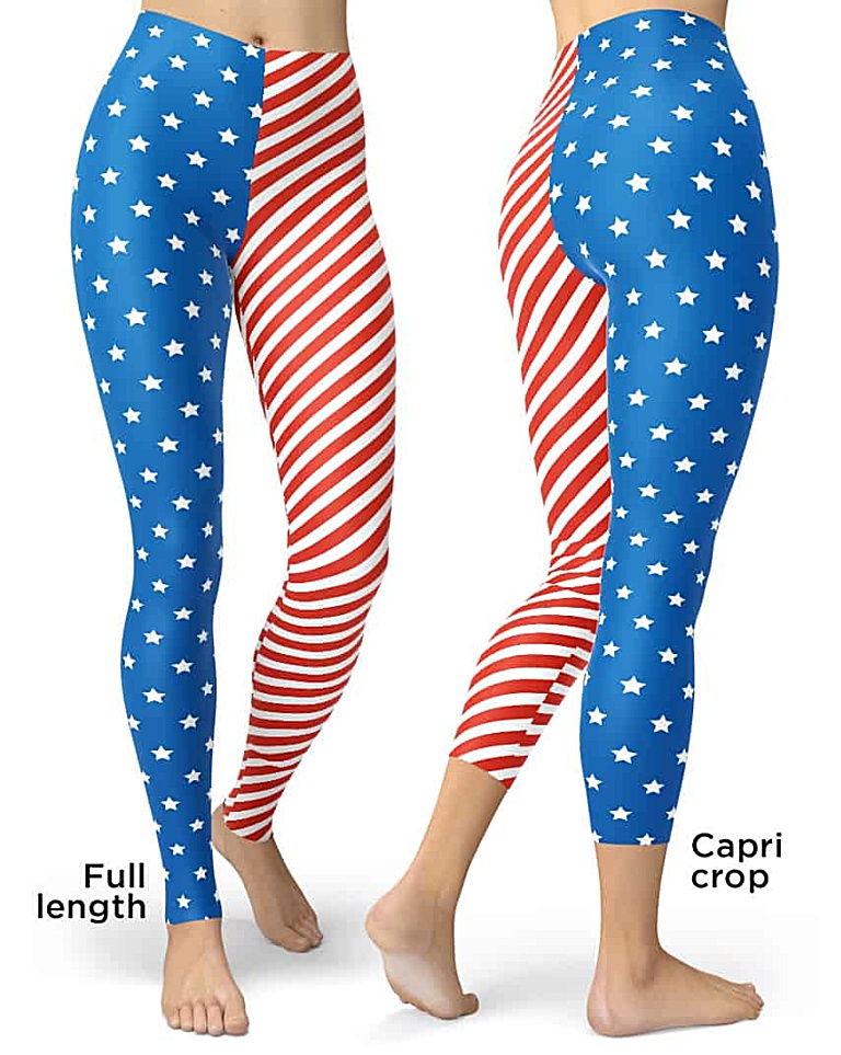 American Flag Leggings - Designed By Squeaky Chimp Tshirts & Leggings