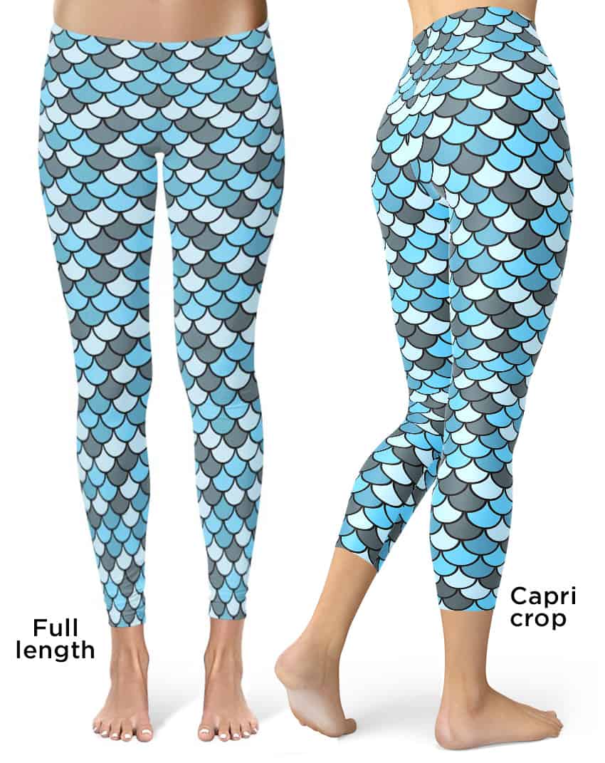 Blue Fish Scale Leggings - Designed By Squeaky Chimp T-shirts