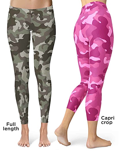 Khaki Pink camo camouflage Leggings Crop Leggings