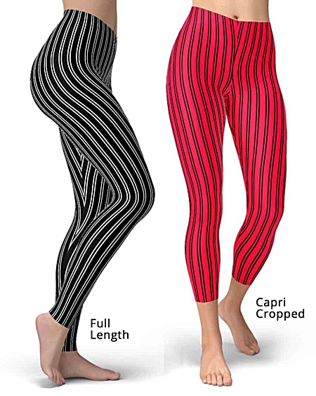 Classic Pinstripe Leggings - Full Length or Capri Legging - Blue, Red, Black, Purple