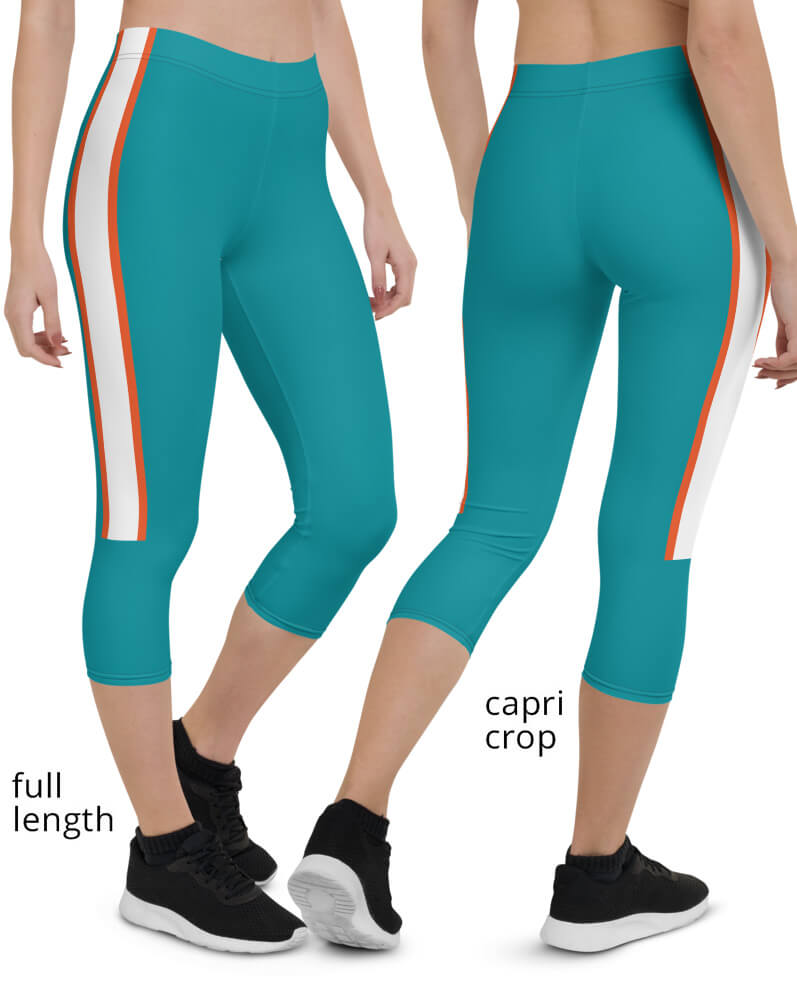 Miami Dolphins Sports Football Uniform Leggings - Designed By Squeaky Chimp  T-shirts & Leggings