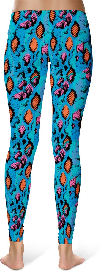 Blue Snakeskin Leggings - Designed By Squeaky Chimp T-shirts & Leggings