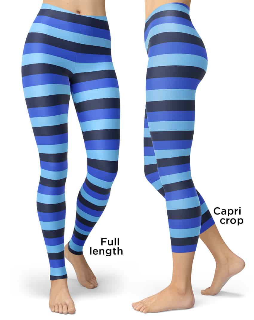 Navy Blue and White Horizontal Stripes Leggings for Sale by ColorPatterns