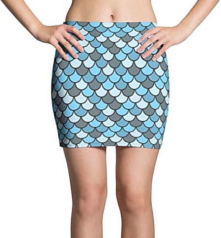 Blue Fish Scale Mini Skirt