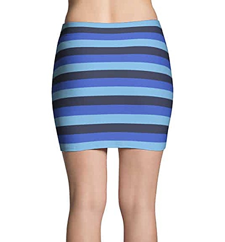 Horizontal Blue Stripes Thinning Mini Skirt