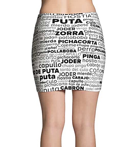 Rude Spanish Swear Word Cloud Mini Skirt
