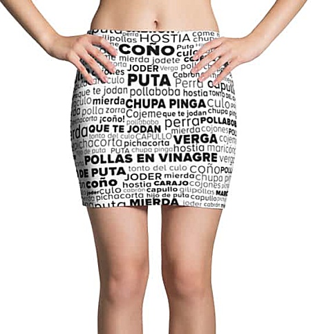 Rude Spanish Swear Word Cloud Mini Skirt