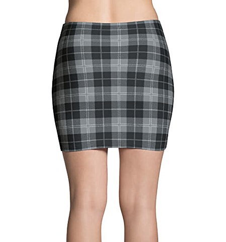 Scottish Tartan Plaid Mini Skirt Gray