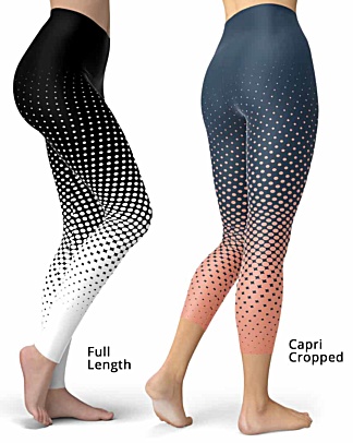 Designer Cool Halftone Leggings - Full length or capri crop legging