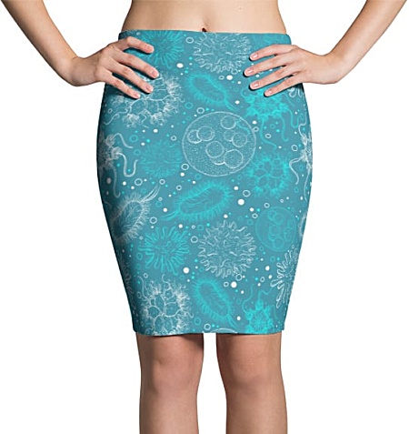 Science Microbiology Virus Pencil Skirt Turquoise