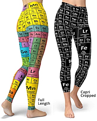 Periodic table chemical elements leggings - capri cropped & full length legging