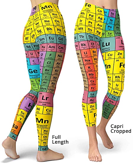 Periodic table chemical elements leggings - capri cropped & full length legging