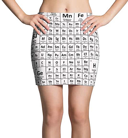 Periodic table chemical elements mini skirt