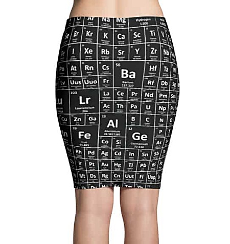 Periodic table chemical elements pencil skirt