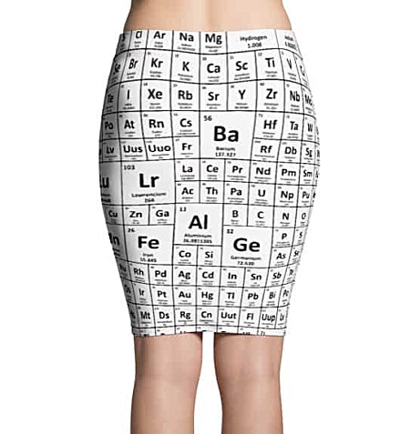 Periodic table chemical elements pencil skirt