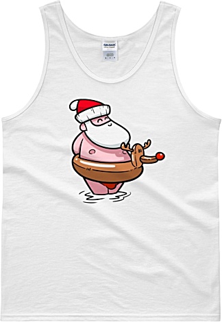 Summer Santa Clause at the Beach Christmas Tshirt - Unisex Tank Top
