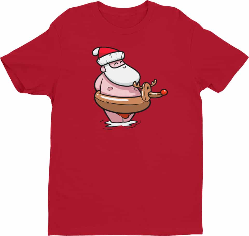 Summer Santa Clause at the Beach Christmas Tshirt - Men's Tee
