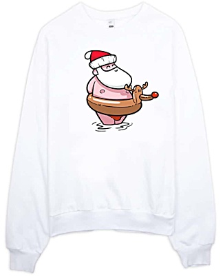 Summer Santa Clause at the Beach Christmas Tshirt - Unisex Christmas Sweatshirt