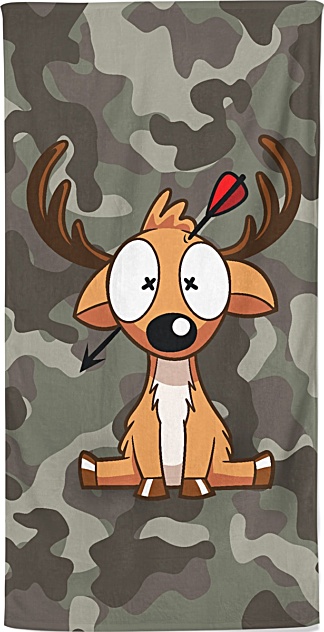 camouflage hunter dead deer archery beach towel