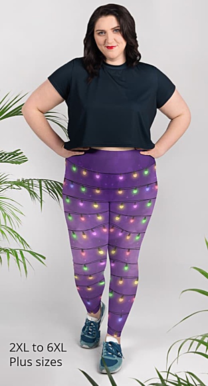 Sparkle Christmas Lights - Holiday Leggings - plus size leggings