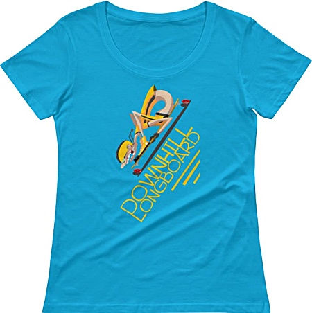 Downhill Longboard T shirt - Skateboard Tshirts - Skater T-shirts - Scoop Neck Women