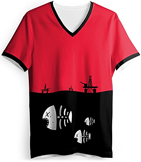 Underwater fish skeleton t-shirt - environmental t-shirt - oil rig tshirt - pollution tee