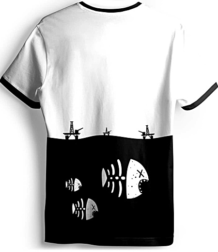Underwater fish skeleton t-shirt - environmental t-shirt - oil rig tshirt - pollution tee