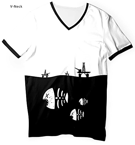 Underwater fish skeleton t-shirt - environmental t-shirt - oil rig tshirt - pollution tee - Men's tee
