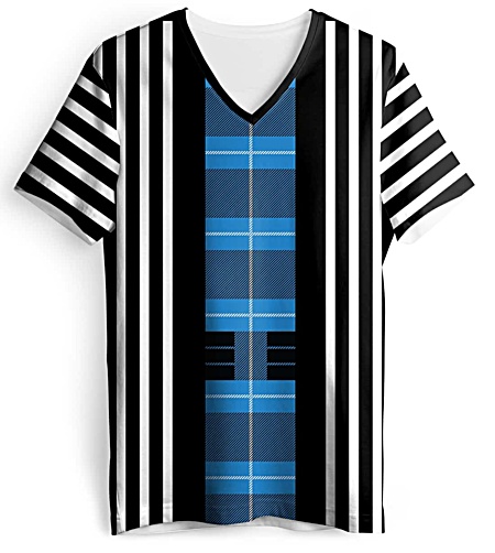 Black and white vertical striped tshirt - plaid t-shirt - tartan tee