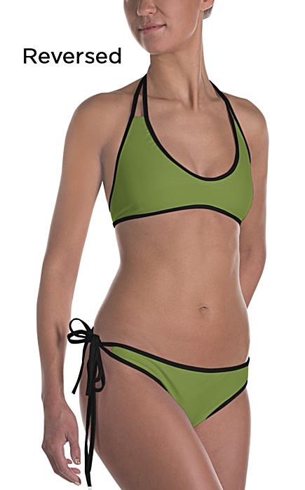 green reversible bikinis - camouflage swimsuit - camo bathing suit - sports swimwear - camouflage bikini