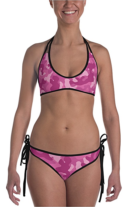 pink camouflage swimsuit - camo bathing suit - sports swimwear - camouflage bikini