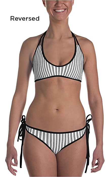 blue / green / teal pinstripe bikini - Pinstripe swimsuit - Pinstriped bathing suit - Stripe sports swimwear