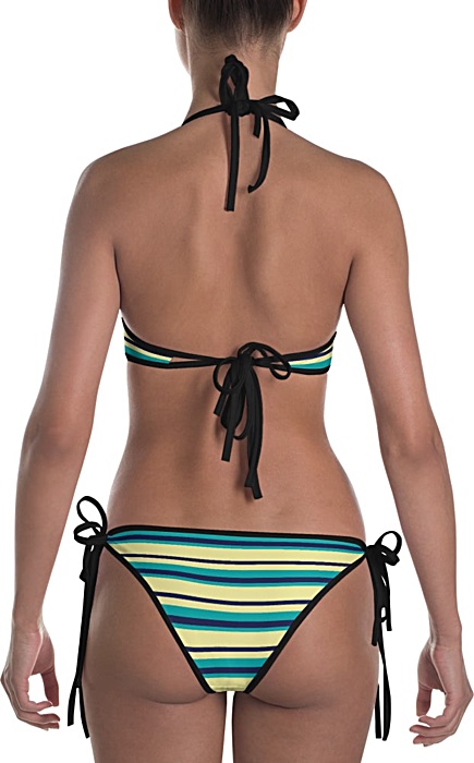 Striped Bikini - Bathing suit with stripes - Solid reversible swim suit