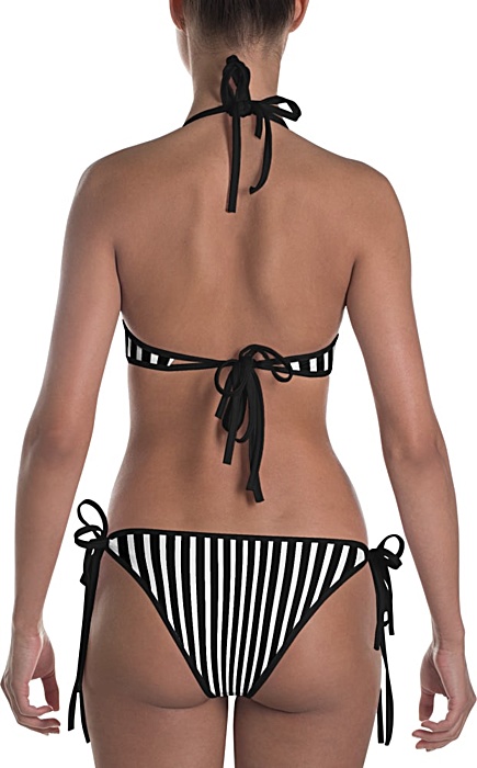 Vertical striped Bikini - Bathing suit with stripes - Reversible swim suit