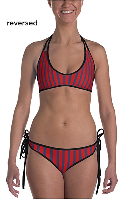 Vertical striped Bikini - Bathing suit with stripes - Reversible swim suit