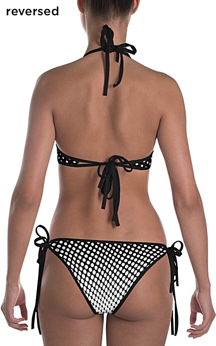 black & white polka dot bikini bathing suit two piece - halftone swimsuit