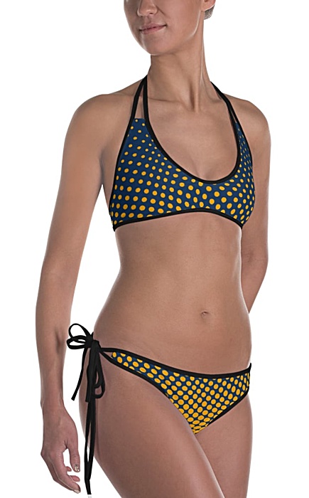Gold & navy polka dot bikini bathing suit two piece - halftone swimsuit