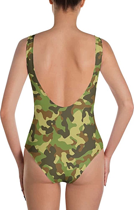 green camouflage swimsuit - camo bathing suit - sports swimwear - camouflage one piece suit