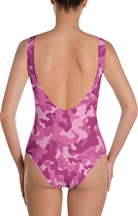 pink camouflage swimsuit - camo bathing suit - sports swimwear - camouflage one piece suit