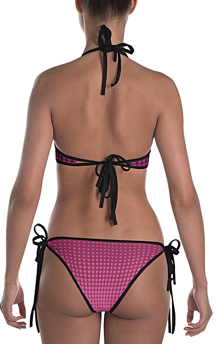 pink polka dot halftone hearts bikini bathing suit two piece piece - halftone swimsuit