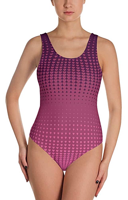 Pink polka dot halftone hearts bathing suit one piece - halftone swimsuit