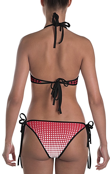 red polka dot halftone hearts bikini bathing suit two piece piece - halftone swimsuit