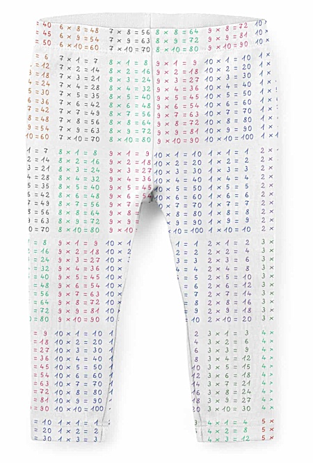 Kids Times tables multiplication math leggings for children - capri cropped & full length