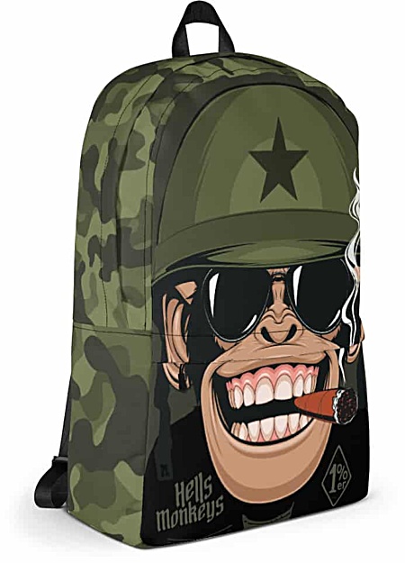 military camouflage biker monkey backpack - chimp bag