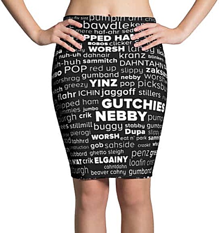 Pittsburgh language Pittsburghese skirt - word cloud yinz steelers mini skirt