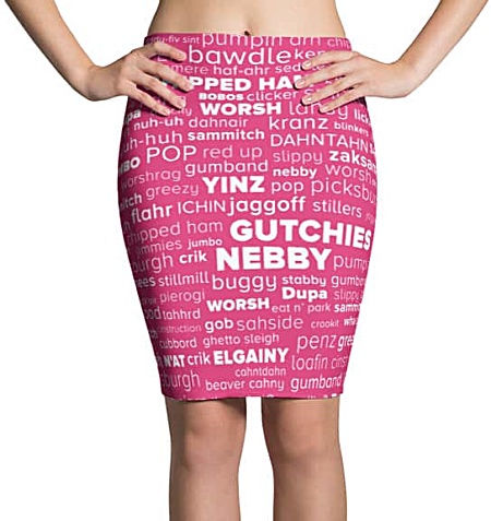 Pittsburgh language Pittsburghese skirt - word cloud yinz steelers mini skirt