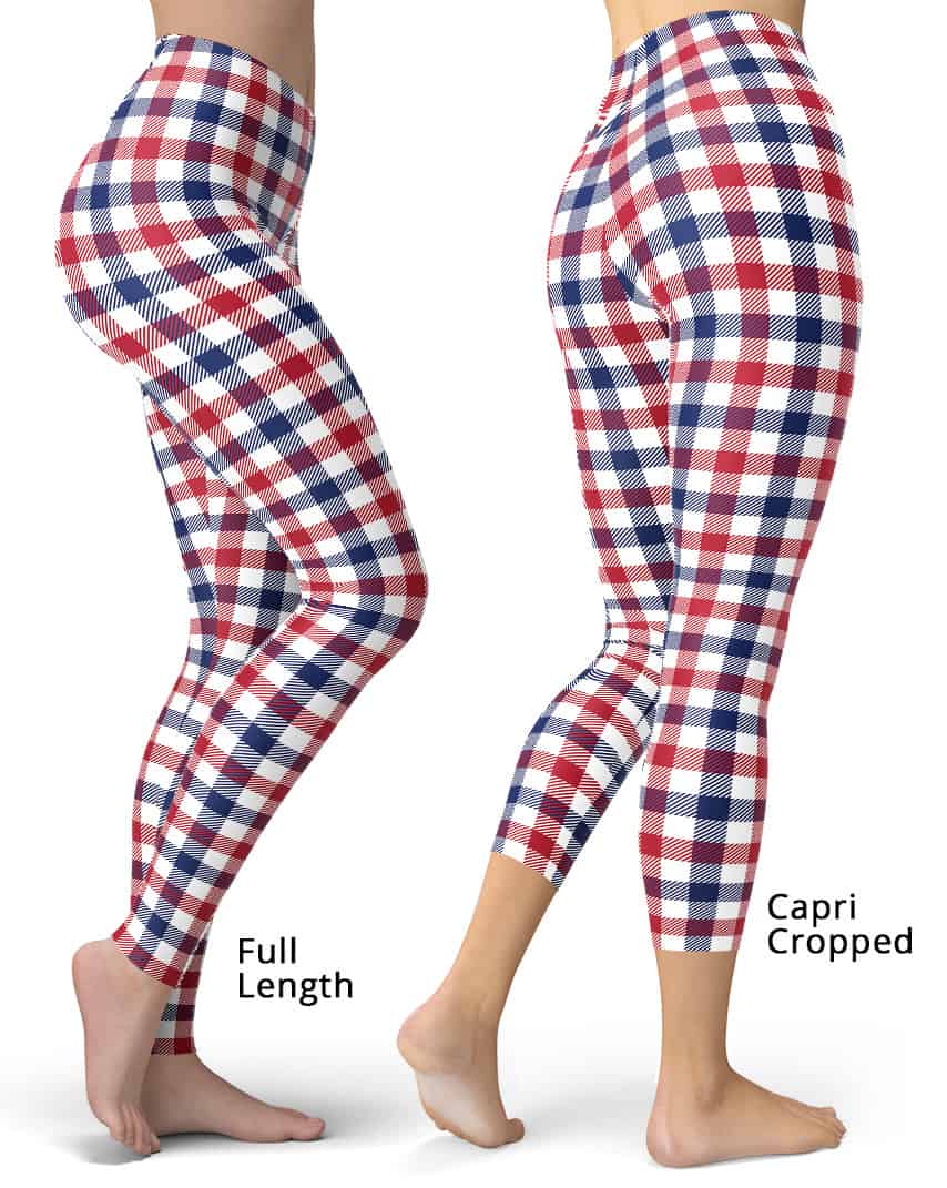 4th of July Red White & Blue Plaid Leggings - Designed By Squeaky Chimp  T-shirts & Leggings