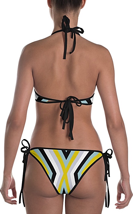 Cool colors bathing suit - bikini swimsuit - X stripe design