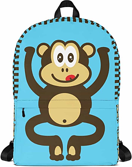 Blue monkey backpack - chimpanzee laptop bag - tablet case